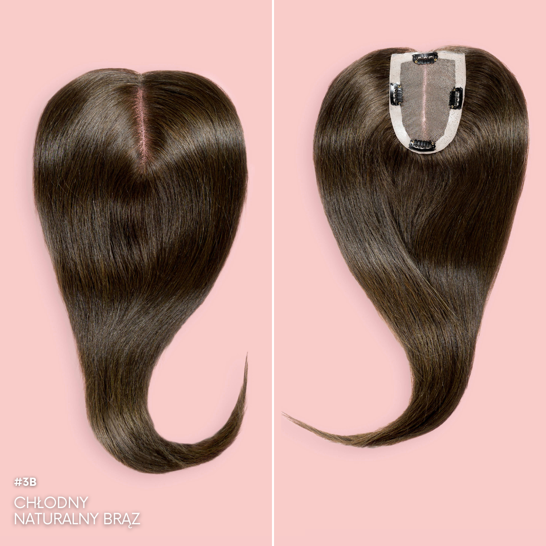 NATURAL CLIP IN TOPPER FOR HAIR THICKENING #3B COOL NATURAL BROWN