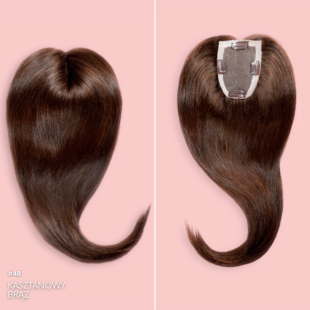 NATURAL CLIP IN TOPPER FOR HAIR THICKENING #4B CHESTAN BROWN