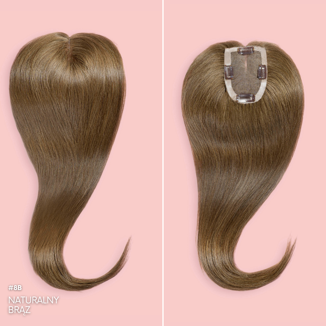 NATURAL CLIP IN TOPPER FOR HAIR THICKENING #8b NATURAL BROWN