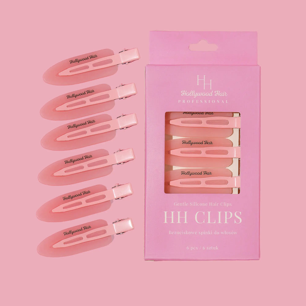Hollywood Hair HH Clips – Silikonowe Spinki do Włosów Barbie Pink (6 szt.)