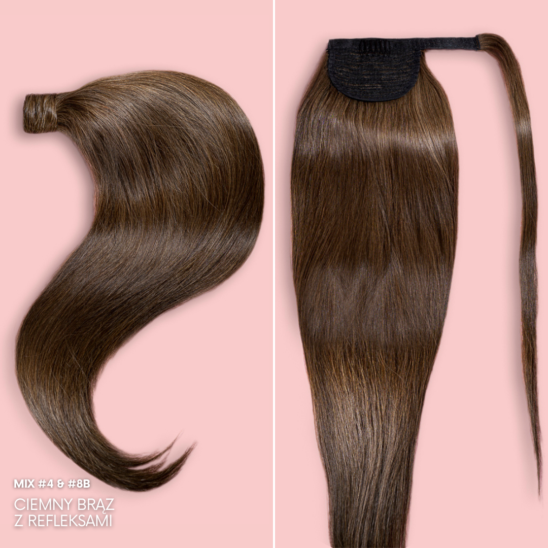 NATURAL PONY 50-70 CM #4 and #8B DARK BROWN WITH REFLECTIONS
